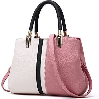 FANDARE Elegante handtas voor dames, schoudertas, PU-leer, waterdicht, schooltas, voor winkelen, feest, reizen, schoudertas, roze, L, elegant FANDARE Elegante handtas voor dames, schoudertas, PU-leer, waterdicht, schooltas, voor winkelen, feest, reizen, schoudertas, roze, L, elegant