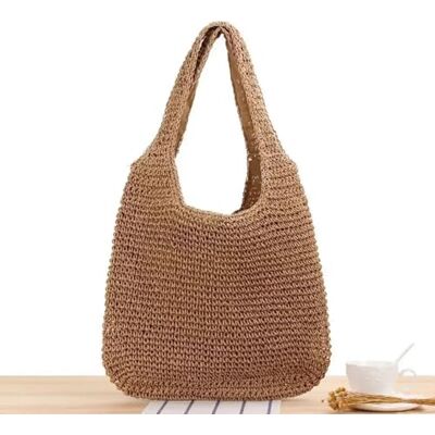 AAIXXIZAO Stro-tas Stro-schoudertassen voor dames Grote capaciteit papieren handtassen Casual handtassen Bruin AAIXXIZAO Stro-tas Stro-schoudertassen voor dames Grote capaciteit papieren handtassen Casual handtassen Bruin