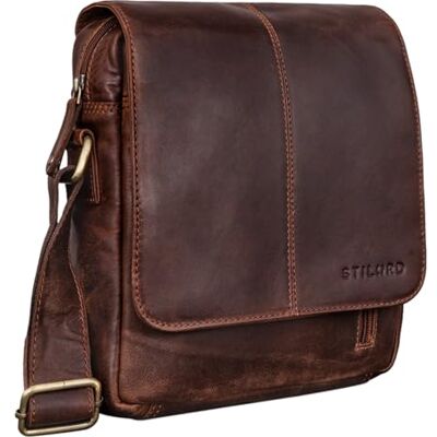 STILORD "Matt" Tas voor heren, leer, kleine schoudertas, heren, echt leer, tas, handtas, vintage, schoudertassen voor zaken, reizen, tablet 9,7 inch, kleur: Kansas bruin STILORD "Matt" Tas voor heren, leer, kleine schoudertas, heren, echt leer, tas, handtas, vintage, schoudertassen voor zaken, reizen, tablet 9,7 inch, kleur: Kansas bruin