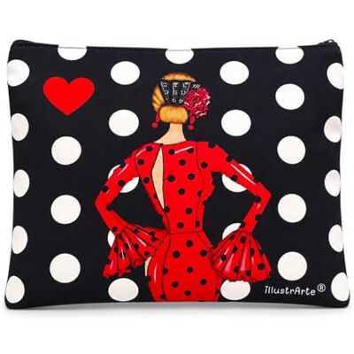 IllustrArte Etui Granada Flamenco en Danser Dubbelzijdig Design 22 x 17 cm Waterdicht Toilettas, Make-up of School, Maria rood witte stippen, Flamenco IllustrArte Etui Granada Flamenco en Danser Dubbelzijdig Design 22 x 17 cm Waterdicht Toilettas, Make-up of School, Maria rood witte stippen, Flamenco
