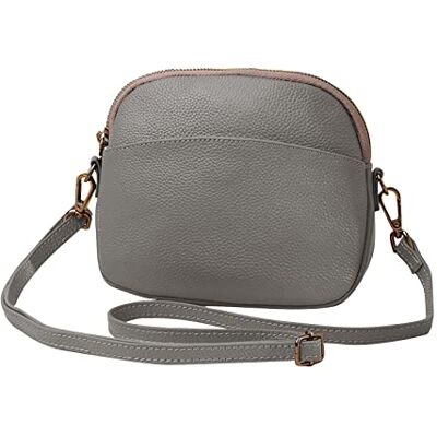 FANDARE Superlichte schoudertas van echt leer voor dames, voor werktas, reizen, vrije tijd, school, crossbody tas, zestien als grijs, L, elegant FANDARE Superlichte schoudertas van echt leer voor dames, voor werktas, reizen, vrije tijd, school, crossbody tas, zestien als grijs, L, elegant