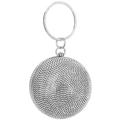 CORIOS Avondtas voor dames, rond, bal, kristal, avond, clutch, strass-tas, handtas, draagtas, bruid, voor feest, banket, bruiloft, bal, zilver., Stijlvol CORIOS Avondtas voor dames, rond, bal, kristal, avond, clutch, strass-tas, handtas, draagtas, bruid, voor feest, banket, bruiloft, bal, zilver., Stijlvol