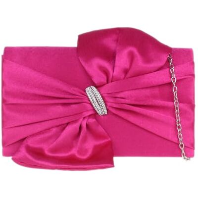 Girly Handbags Dames satijnen clutch voor dames, avondtas met ketting en kristallen broche W 22, H 12, D 6 cm (W 7, H 5, D 2 inches) Girly Handbags Dames satijnen clutch voor dames, avondtas met ketting en kristallen broche W 22, H 12, D 6 cm (W 7, H 5, D 2 inches)