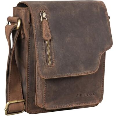 STILORD "Pete" Kleine schoudertas voor heren, vintage boodschappentas, schoudertas, leer, voor tablet van 20 cm, kleur: zadel bruin, Zamora Bruin, M, Tas STILORD "Pete" Kleine schoudertas voor heren, vintage boodschappentas, schoudertas, leer, voor tablet van 20 cm, kleur: zadel bruin, Zamora Bruin, M, Tas
