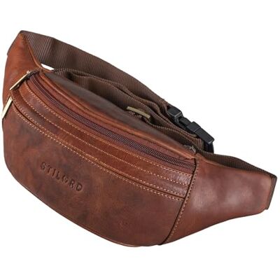 STILORD 'Markquez' Heuptas van leer ideaal crossbody tas pack heuptas heuptas echt leer, Porto Cognac STILORD 'Markquez' Heuptas van leer ideaal crossbody tas pack heuptas heuptas echt leer, Porto Cognac
