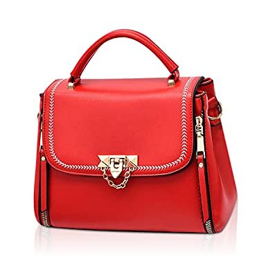 NICOLE & DORIS Handtas voor dames, kleine elegante tas, schoudertas, designer, kunstleder, met afneembare schouderriem, Rood 1, L, Stijlvol NICOLE & DORIS Handtas voor dames, kleine elegante tas, schoudertas, designer, kunstleder, met afneembare schouderriem, Rood 1, L, Stijlvol