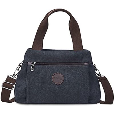FANDARE Damestas, canvas, handtas, schoudertas, modieus, schoudertas, grote capaciteit, winkelen, feest, school, reizen, crossbody tas, zwart, L, prachtig FANDARE Damestas, canvas, handtas, schoudertas, modieus, schoudertas, grote capaciteit, winkelen, feest, school, reizen, crossbody tas, zwart, L, prachtig