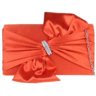 Girly Handbags Dames satijnen clutch voor dames, avondtas met ketting en kristallen broche W 22, H 12, D 6 cm (W 7, H 5, D 2 inches) Girly Handbags Dames satijnen clutch voor dames, avondtas met ketting en kristallen broche W 22, H 12, D 6 cm (W 7, H 5, D 2 inches)