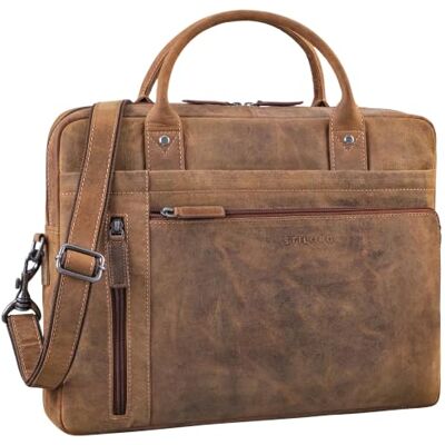 STILORD "Jared" Laptoptas voor heren, 40,6 cm, leer, hoogwaardige zakelijke tas van echt leer, werkkoffer met schouderriem, meerdere vakken, kleur: bergamo, bruin STILORD "Jared" Laptoptas voor heren, 40,6 cm, leer, hoogwaardige zakelijke tas van echt leer, werkkoffer met schouderriem, meerdere vakken, kleur: bergamo, bruin