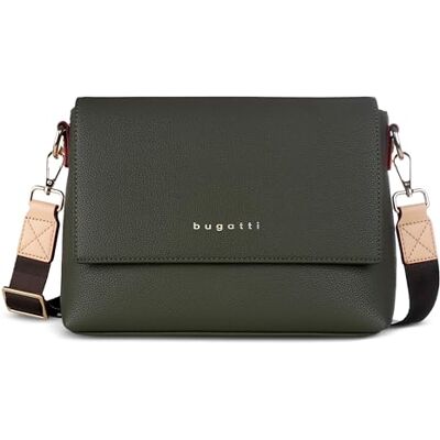 bugatti Ella Schoudertas voor dames, van kunstleer, elegante handtas, olijfgroen S bugatti Ella Schoudertas voor dames, van kunstleer, elegante handtas, olijfgroen S