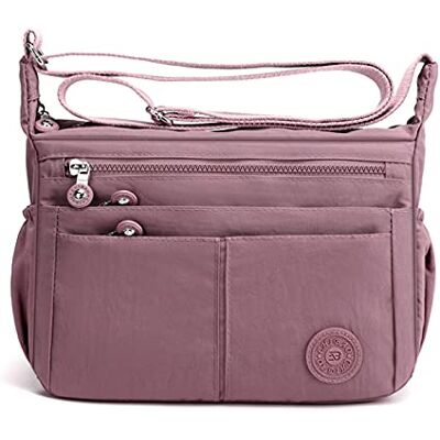 FANDARE Lichte schoudertas voor dames, schoudertas, waterdicht, nylon, voor reizen, school, sport, winkelen, crossbody tas, roze, L, vintage FANDARE Lichte schoudertas voor dames, schoudertas, waterdicht, nylon, voor reizen, school, sport, winkelen, crossbody tas, roze, L, vintage