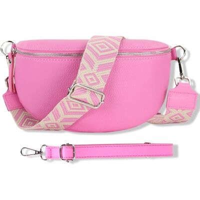 Blade Heuptas voor dames van echt leer, elegante heuptas voor dames met 2 afneembare en verstelbare riemen met patroon en leer, schoudertas voor dames, borsttas, roze. 2. Blade Heuptas voor dames van echt leer, elegante heuptas voor dames met 2 afneembare en verstelbare riemen met patroon en leer, schoudertas voor dames, borsttas, roze. 2.