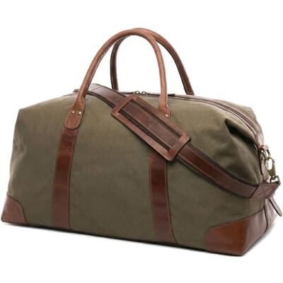 SID & VAIN Lennox XL reistas van echt leer Grote sporttas Weekender handtas met schouderriem Handgemaakte leren tas voor dames en heren, olijfbruin, Reistas SID & VAIN Lennox XL reistas van echt leer Grote sporttas Weekender handtas met schouderriem Handgemaakte leren tas voor dames en heren, olijfbruin, Reistas