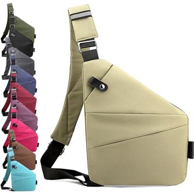 QYJLOFMVE Anti-diefstal schoudertas, anti-diefstal reistas voor heren en dames, borsttas met meerdere zakken, schoudertas, waterdichte reistas voor fietsen, kamperen, wandelen, Khaki (stad), Modern en QYJLOFMVE Anti-diefstal schoudertas, anti-diefstal reistas voor heren en dames, borsttas met meerdere zakken, schoudertas, waterdichte reistas voor fietsen, kamperen, wandelen, Khaki (stad), Modern en