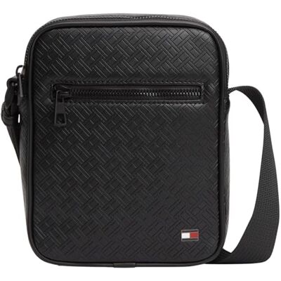 Tommy Hilfiger Mini Reporter AM0AM14193 Crossbody voor heren, met reliëfvlag, zwart, eenheidsmaat Tommy Hilfiger Mini Reporter AM0AM14193 Crossbody voor heren, met reliëfvlag, zwart, eenheidsmaat