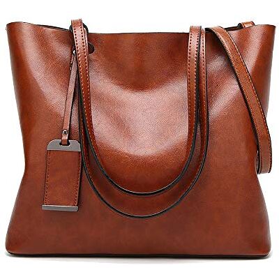 Coolives Tote Boodschappentas van PU-leer voor dames, verticaal, schoudertassen met schouderriem, bruin, één maat, boodschappentas Coolives Tote Boodschappentas van PU-leer voor dames, verticaal, schoudertassen met schouderriem, bruin, één maat, boodschappentas