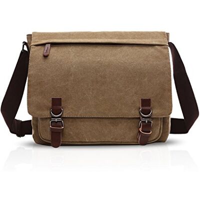 FANDARE Uniseks schoudertas canvas schoudertas aktetas heren dames messenger bag voor 12,9 inch laptop factor tas crossbody tas grote capaciteit voor werk school reizen sport business, kaki, L, L FANDARE Uniseks schoudertas canvas schoudertas aktetas heren dames messenger bag voor 12,9 inch laptop factor tas crossbody tas grote capaciteit voor werk school reizen sport business, kaki, L, L