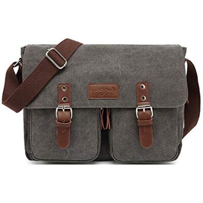 FANDARE Vintage Schoudertassen Canvas Schoudertas Uitbreidbaar Messenger Bag Heren Dames Schoudertassen Briefcase Reistas Zakelijk Universiteit Canvas Crossbody Bag, Grijs, L, Vintage FANDARE Vintage Schoudertassen Canvas Schoudertas Uitbreidbaar Messenger Bag Heren Dames Schoudertassen Briefcase Reistas Zakelijk Universiteit Canvas Crossbody Bag, Grijs, L, Vintage