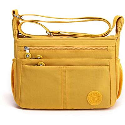 FANDARE Lichtgewicht Schoudertas Dames Schoudertassen Sling Draagtas Schoudertas Waterdicht Nylon voor Reizen School Sport Winkelen Crossbody Bag, Geel, L, Vintage FANDARE Lichtgewicht Schoudertas Dames Schoudertassen Sling Draagtas Schoudertas Waterdicht Nylon voor Reizen School Sport Winkelen Crossbody Bag, Geel, L, Vintage