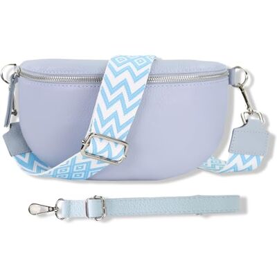 Blade Heuptas voor dames van echt leer, elegante heuptas voor dames met 2 afneembare en verstelbare riemen met patroon en leer, schoudertas voor dames, borsttas, Lichtblauw 2 Blade Heuptas voor dames van echt leer, elegante heuptas voor dames met 2 afneembare en verstelbare riemen met patroon en leer, schoudertas voor dames, borsttas, Lichtblauw 2