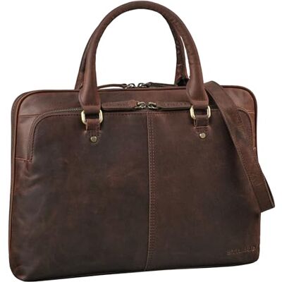 STILORD Celine Schoudertas van echt leer voor laptop van 13,3 inch en A4-documenten, elegante handtas voor professionals, kleur: bruin donker, Zamora Bruin, M, Schoudertas STILORD Celine Schoudertas van echt leer voor laptop van 13,3 inch en A4-documenten, elegante handtas voor professionals, kleur: bruin donker, Zamora Bruin, M, Schoudertas