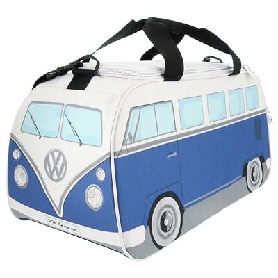 BRISA VW Collection Sporttas met schoenenvak en nat vak, voor Volkswagen Hippie Bus T1, S (50 x 25 x 26 cm) / blauw en beige, Small (19,7 x 9,8 x 10,2 inch), maat BRISA VW Collection Sporttas met schoenenvak en nat vak, voor Volkswagen Hippie Bus T1, S (50 x 25 x 26 cm) / blauw en beige, Small (19,7 x 9,8 x 10,2 inch), maat