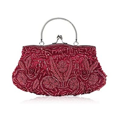 CORIOS Avondtas voor dames, parel, koppeling, pailletten, bruiloftszakjes, vintage, handtassen, bruid, schoudertassen, elegant, voor ceremonie, bruiloft, feest, cocktail, Wijn rood, L, Retro CORIOS Avondtas voor dames, parel, koppeling, pailletten, bruiloftszakjes, vintage, handtassen, bruid, schoudertassen, elegant, voor ceremonie, bruiloft, feest, cocktail, Wijn rood, L, Retro