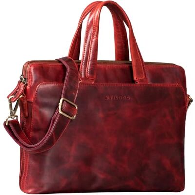 STILORD Kylie' zakelijke tas van leer voor vrouwen handdoek vintage schoudertas voor laptop 13,3 inch koffer leraar, Kara Rosso STILORD Kylie' zakelijke tas van leer voor vrouwen handdoek vintage schoudertas voor laptop 13,3 inch koffer leraar, Kara Rosso