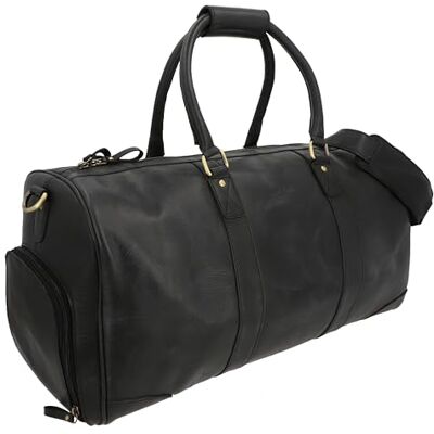 Gusti Leder Gusti Davide Leren reistas voor dames en heren, schoudertas, reistas, weekend, leer, zwart., Retro Gusti Leder Gusti Davide Leren reistas voor dames en heren, schoudertas, reistas, weekend, leer, zwart., Retro