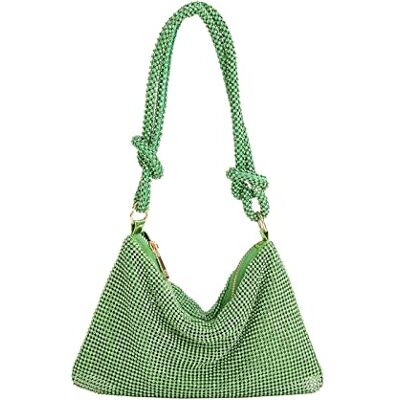 CORIOS Avondtas Dames Strass Tas Handgemaakte Diamond Clutch Handtassen Bruid Schoudertassen Bling Tote Bags Schoudertas voor Party Banket Bruiloft, Groen, L, Clutch L CORIOS Avondtas Dames Strass Tas Handgemaakte Diamond Clutch Handtassen Bruid Schoudertassen Bling Tote Bags Schoudertas voor Party Banket Bruiloft, Groen, L, Clutch L