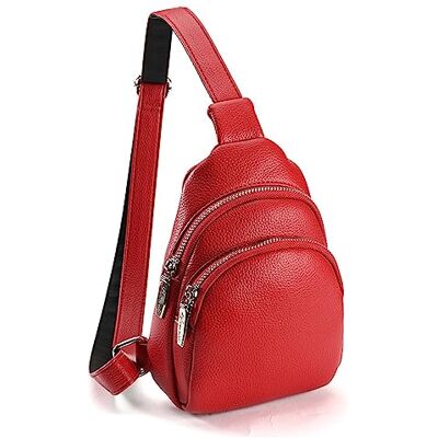 WUURAA Heuptas van polyurethaan met grote capaciteit, sportheuptas, multifunctionele borsttas voor dames, schoudertas, Rood WUURAA Heuptas van polyurethaan met grote capaciteit, sportheuptas, multifunctionele borsttas voor dames, schoudertas, Rood