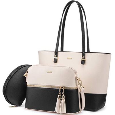 LOVEVOOK Vrouwen Handtas Schoudertas Grote Tote Bag voor Vrouwen voor Reizen College Business, 3 Piece Handbag Set PU Leather Vegan M LOVEVOOK Vrouwen Handtas Schoudertas Grote Tote Bag voor Vrouwen voor Reizen College Business, 3 Piece Handbag Set PU Leather Vegan M