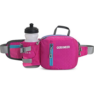 GERIINEER Heuptas voor heren en dames, veiligheidsstad, voor reizen of outdoor, sport, heuptas, sport, loopriem met flessenhouder, Roos Rood GERIINEER Heuptas voor heren en dames, veiligheidsstad, voor reizen of outdoor, sport, heuptas, sport, loopriem met flessenhouder, Roos Rood