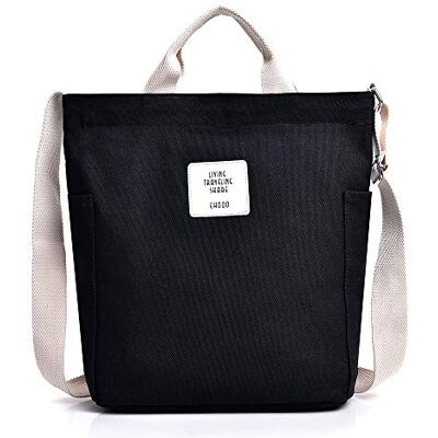 Chikencall Dames canvas schoudertas schoudertas casual schoudertas groot, zwart. Chikencall Dames canvas schoudertas schoudertas casual schoudertas groot, zwart.