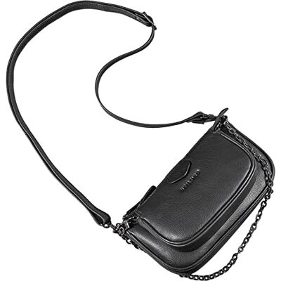 STILORD 'Nancy' Multi-tas, dames, leer, crossbody-tas, multifunctioneel, 2-in-1, schoudertas, vintage, echt leer, zwart., S, schooltas STILORD 'Nancy' Multi-tas, dames, leer, crossbody-tas, multifunctioneel, 2-in-1, schoudertas, vintage, echt leer, zwart., S, schooltas