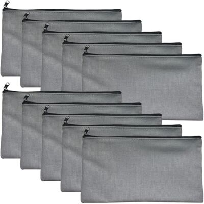 YOYEAH 10 stuks stoffen zakken met ritssluiting (grijs, 21 x 12 cm) kleine stoffen tas, ideaal voor make-up, etuis, opslag en doe-het-zelf schilderen YOYEAH 10 stuks stoffen zakken met ritssluiting (grijs, 21 x 12 cm) kleine stoffen tas, ideaal voor make-up, etuis, opslag en doe-het-zelf schilderen