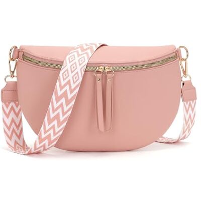 Vezluax 30 x 20 cm heuptas dames grote schoudertas dames schoudertas veganistisch leer elegante tas cadeau met brede riem roze Vezluax 30 x 20 cm heuptas dames grote schoudertas dames schoudertas veganistisch leer elegante tas cadeau met brede riem roze