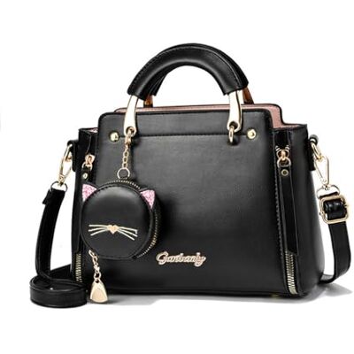 NICOLE & DORIS Handtas voor dames, kleine schoudertas, schattig, voor meisjes, crossbody-tas van PU-leer, schoudertas met portemonnee, zwart., L, Schoudertas NICOLE & DORIS Handtas voor dames, kleine schoudertas, schattig, voor meisjes, crossbody-tas van PU-leer, schoudertas met portemonnee, zwart., L, Schoudertas