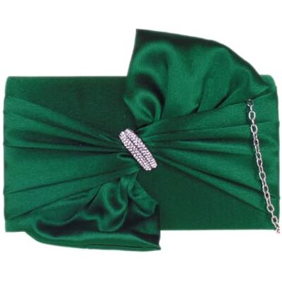 Girly Handbags Dames satijnen clutch voor dames, avondtas met ketting en kristallen broche W 22, H 12, D 6 cm (W 7, H 5, D 2 inches) Girly Handbags Dames satijnen clutch voor dames, avondtas met ketting en kristallen broche W 22, H 12, D 6 cm (W 7, H 5, D 2 inches)