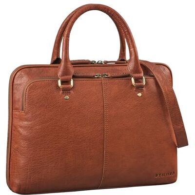 STILORD "Celine" Schoudertas van echt leer, voor laptop 13,3 inch en A4-documenten, elegante handtas voor professionals, kleur: tan bruin donker, Maraska Bruin, M, Schoudertas STILORD "Celine" Schoudertas van echt leer, voor laptop 13,3 inch en A4-documenten, elegante handtas voor professionals, kleur: tan bruin donker, Maraska Bruin, M, Schoudertas