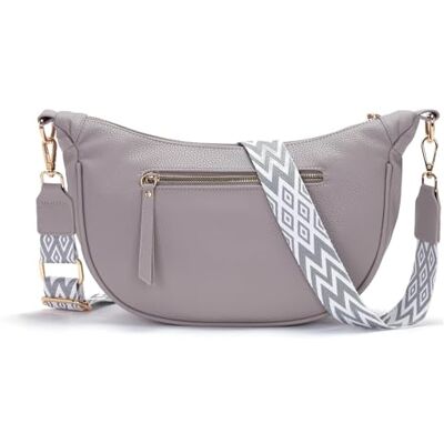 Vezluax Schoudertas voor dames, heuptas voor dames, PU-leer, elegant, halve maan, crossbody met brede verstelbare riem, kleine tas voor reizen en dagelijks gebruik, grijs., riem Vezluax Schoudertas voor dames, heuptas voor dames, PU-leer, elegant, halve maan, crossbody met brede verstelbare riem, kleine tas voor reizen en dagelijks gebruik, grijs., riem