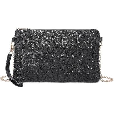 Miss Lulu Modieuze mini-clutch met pailletten voor dames, schoudertas voor bruiloft, afspraken en verschillende gelegenheden S Miss Lulu Modieuze mini-clutch met pailletten voor dames, schoudertas voor bruiloft, afspraken en verschillende gelegenheden S