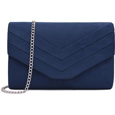 Milisente Clutch Dames, Elegante Clutch Suede Leder Envelop crossbody klassieker avondtassen (Blauw) 9.4 x 2.3 x 5.9 inch Milisente Clutch Dames, Elegante Clutch Suede Leder Envelop crossbody klassieker avondtassen (Blauw) 9.4 x 2.3 x 5.9 inch