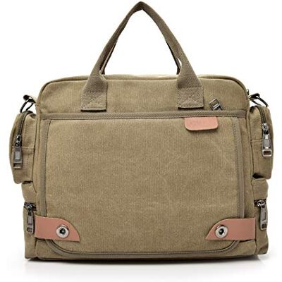 FANDARE Schoudertassen van canvas, boodschappentas voor heren, schoudertas voor 12,9 inch laptop, handtas, messenger bag, reistas, zakelijk, school, crossbody tas, Khaki (stad), Stijlvol FANDARE Schoudertassen van canvas, boodschappentas voor heren, schoudertas voor 12,9 inch laptop, handtas, messenger bag, reistas, zakelijk, school, crossbody tas, Khaki (stad), Stijlvol