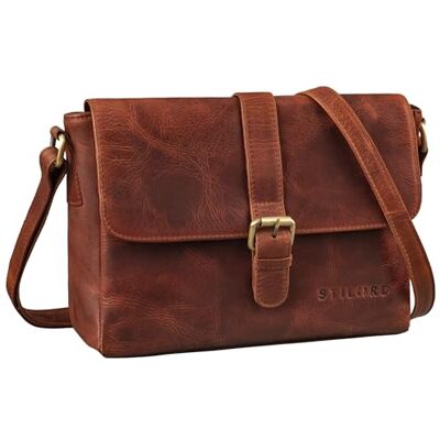 STILORD "Letizia" Schoudertas voor dames, leer, handtas, zomer, kleine schooltas voor dames, kleur: zwart, Porto cognac, M, Schoudertas STILORD "Letizia" Schoudertas voor dames, leer, handtas, zomer, kleine schooltas voor dames, kleur: zwart, Porto cognac, M, Schoudertas