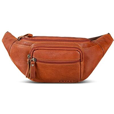 ROYALZ Alabama Leren heuptas voor dames en heren, retro vintage look, platte heuptas, borstzak, Texas Bruin ROYALZ Alabama Leren heuptas voor dames en heren, retro vintage look, platte heuptas, borstzak, Texas Bruin
