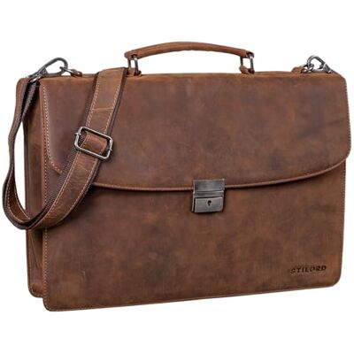 STILORD Jonathan, elegante handdoek, echt leer, business-tas, vintage, klassiek, schoudertas, documententas, missouri bruin, L, koffer STILORD Jonathan, elegante handdoek, echt leer, business-tas, vintage, klassiek, schoudertas, documententas, missouri bruin, L, koffer