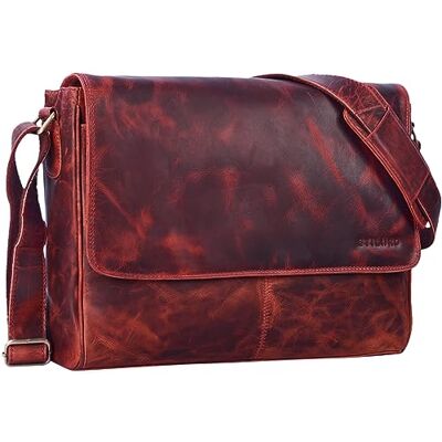 STILORD Oskar Schoudertas / messenger bag / voor laptop 15 inch / DIN A4 leren tas / werk school echt leer, Kara Rosso, Schooltas STILORD Oskar Schoudertas / messenger bag / voor laptop 15 inch / DIN A4 leren tas / werk school echt leer, Kara Rosso, Schooltas
