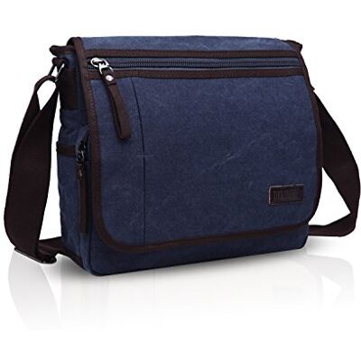 FANDARE Eenvoudige schoudertas voor heren, handel, reizen, postman, schoudertas, crossbody tas, grote capaciteit, meerdere zakken, ademend, canvas, blauw, L, vrijetijdsrugzak FANDARE Eenvoudige schoudertas voor heren, handel, reizen, postman, schoudertas, crossbody tas, grote capaciteit, meerdere zakken, ademend, canvas, blauw, L, vrijetijdsrugzak