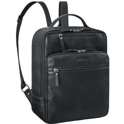 STILORD Nikita' Bureaurugzak van leer, vintage, werkrugzak, pc-houder, 13,3 inch, voor dames en heren, zakelijke tas van echt leer, zwart, L, tas, zwart., Draagtas STILORD Nikita' Bureaurugzak van leer, vintage, werkrugzak, pc-houder, 13,3 inch, voor dames en heren, zakelijke tas van echt leer, zwart, L, tas, zwart., Draagtas
